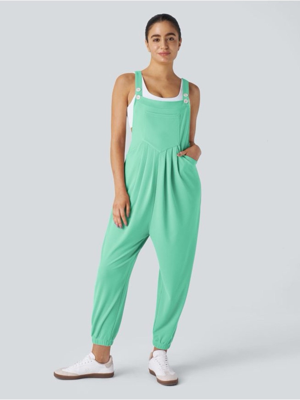HALARA Pockets Casual Jogger Overalls in Light Sea Green | Size Medium